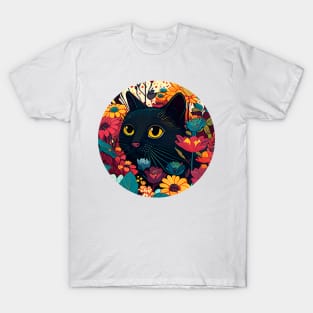 Fancy And Fine Flowered Cat Garden Design T-Shirt